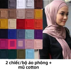 Bộ Hijab Hai Mảnh Chất Liệu Jersey Dành Cho Người Hồi Giáo Màu Sắc Đồng Bộ Với Khăn Lót Khăn Choàng Chất Liệu Polyester Dệt Kim Kiểu Dáng Thường Ngày Dành Cho Nữ