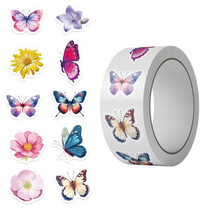 500PCS Butterfly Stickers Roll Vinyl Stickers For Scrapbook Journaling Laptop Bumper Skateboard Water Bottles Stickers Roll
