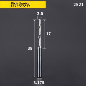 HUHAO | Mũi Phay Cầu Kính Đường Kính Nhỏ 2 Lưỡi 3.175mm