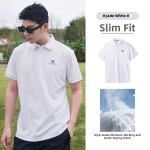CAMEL | Short Sleeve Polo Shirt Men Summer Ribbed Cotton Turn-down Collar American Business Style