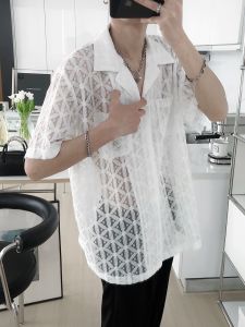 เสื้อเชิ้ตแขนสั้นผู้ชาย ทรงหลวม ทรงหลวม สไตล์เกาหลี แฟชั่นสตรีท ฤดูร้อน 2025 Tagkita Pure Color Cuban Collar Shirt