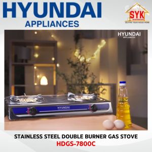 SYK HYUNDAI HDGS-7800C Stainless Steel Double Burner Gas Stove Kitchen Tabletop Cooker Hobs Stove Gas Dapur SIRIM
