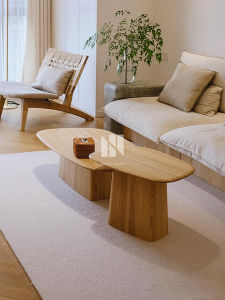 NONG HOME | Japanese Minimalist Irregular White Ash Wood Coffee Table
