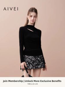 AIVEI | Asymmetric Hollowed Out Rhinestone T-Shirt Top