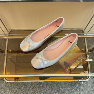 Handmade Soft Bottom Ballet Flats Womens Shoes Butterfly Knot Casual Style Synthetic Leather round Toe Flat Heel Daily Wear
