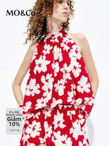 MO&Co. | Silk Cotton Floral A-line Loose Off-shoulder Top