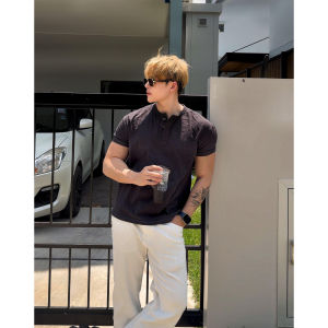 Textured Henry Collar Bamboo Cotton Breathable T-shirts
