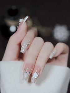 Nghệ Thuật Làm Móng Hoa Trà Xuân Đầu Tiên Đầy Tiên Khí Mắt Mèo Rãnh Nửa Kiểu Pháp Thanh Lịch Tinh Tế Thủ Công Móng Giả