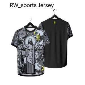 JERSEY BRAZIL BRASIL JESUS HITAM BAHAN DRYFIT FULL PRINTING GRATIS NAMA DAN NOMOR PUNGGUNG