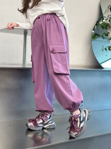Trendy Loose Long Pants for Girls Child Casual Workwear Cotton Sweatpants Elastic Waist Spring Autumn New Style Comitomi