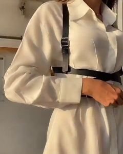 1 PCS Faux Leather Belts Double Layer Wrapped Shoulder Belt Sculpting Body Harness Cage Vest Wearing Tie Coat Clothing Accessories