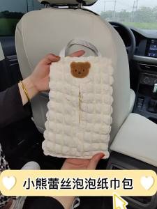 Cute Cartoon Bear Car Tissue Box Auto Seat Headrest Hanging Paper Tower Holder Organizer Styling Car Interior Accessories