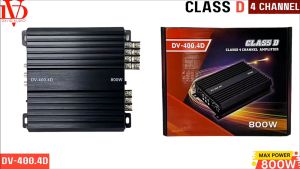 พาวเวอร์แอมป์ DV DAVID AUDIO DV-400.4D กำลังขับสูงสุด 800 วัตต์ 4 ชาแนล Class D คลาสดี และ 4 ชั่วโมง ร่วมกับ อุปกรณ์ติดรถยนต์และมอเตอร์ที่พร้อมสำหรับการจัดส่ง