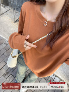 White Long Sleeve T-Shirt Womens Loose Fit round Neck Base Shirt Autumn Winter Inner Wear Outer Wear Slimming Effectiveness