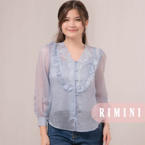 RIMINI - Atasan Wanita Kemeja Non Formal Kondangan Lengan Panjang Ruffle Bordir XS-XXXL- Annie Top 85899-CC29831-1