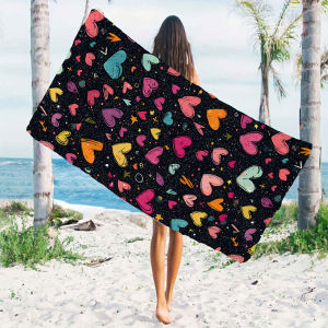 Color Heart Star Doodle Beach Towels Ultra Lightweight Quick Drying Super Absorbent Summer Essential Fast-Drying Towel for Beach