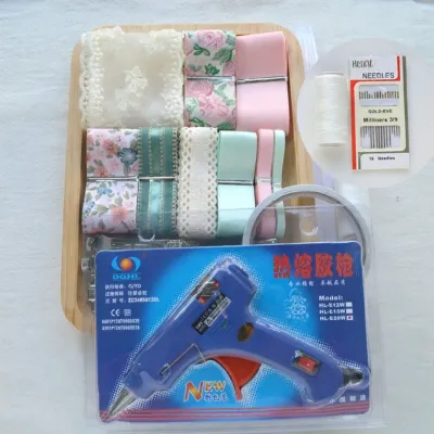 Handmade DIY Hair Accessories Pink Green Flower Ribbon Hair Clips Beginner Material Kit Fresh out Freshly Made Fashion Accessories