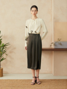 Spring Chinese Style Hawthorn Print Silk Shirt