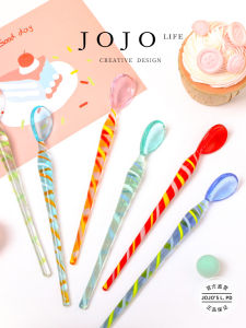 Creative Long-Handled round Glass Spoon Cute Stirring Stick Coffee Utensil JOJOS L. PD.tea Versatile Kitchen Diningware