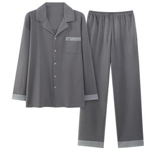 Bộ đồ ngủ MiiOW cho nam làm vải cotton nguyên chất tay dài quần dài mỏng