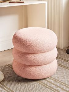Home Use round Stool Lamb Velvet Sofa Stool Childrens Shoe Changing Stool Living Room Small Stool Trendy Internet Famous
