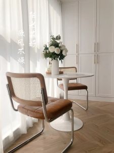 Rattan Chair Scandinavian Retro Domestic Designer Dining Chair Mid-Ancient Chair Internet Celebrity Cafe Tuoji Casual Leather Chairs