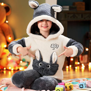 SHAPRA | Flannel Warm Duck Pattern Girls Sleepwear