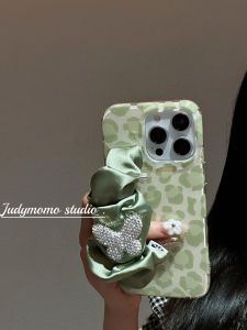 Soft Shell Phone Case with Wristband in Satin Finish Leopard Print for Women Anti-Fall Protection Suitable for  14/16