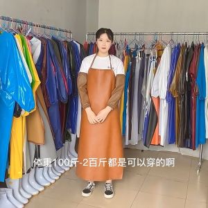 PH Local Black PU leather apron waterproof oil-proof soft long and wear-resistant kitchen industrial