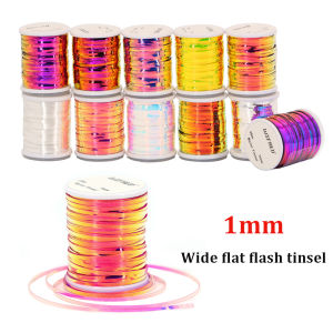 1PC/11PCS 1mm Flat Mylar Tinsel 20m Flash Tinsel For Dry Wet Nymph Streamer Saltwater Trout Fishing Lure Fly Tying Material