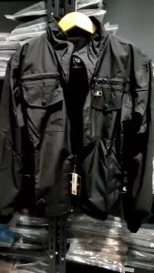 Jaket Semi Parka Hunter Pakaian Pria Jaket Taslan Waterproof Rebel Id DARK GREY-Gibranstore