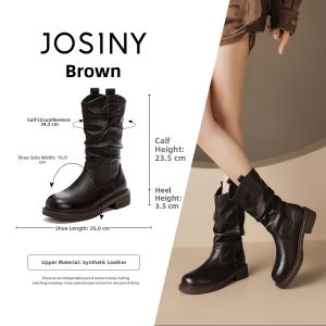 Josiny | Thick Heel British Style Boots Women