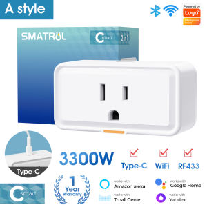SMATRUL C-smart Tuya Smart Plug Wifi Socket Type-c Outlet Smart Home RF433 Power Monitor Timer APP Voice control Works for Alexa Google Home