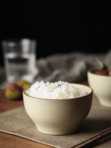 Thickened Ceramic Rice Bowl Japanese Style round Shape Dinnerware Set Simple Vintage Glazed Porcelain Soup Bowl for Home Use