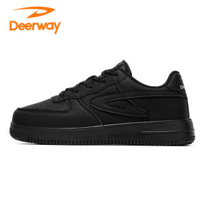 Deerway Mens Shoes Sport Work Kitchen Work Leather Board Shoes Black Waterproof Oil-resistant Trendy Shoes Casual Style