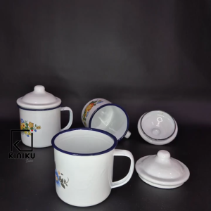 Cangkir Enamel Jadul Motif Bunga GSF