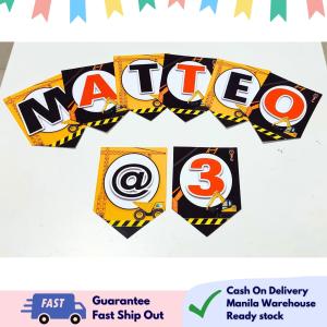 Partify ENGINEER theme party banner personalize happy birthday party needs letter name banner with free string customizable bunting for kids boys and girls birthday wall background backdrop