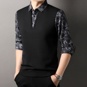 Casual Long Sleeve T-Shirt Mens Spring Autumn Print Shirt Sleeve Layered Wear Urban Fashion Polyester Spandex Blend