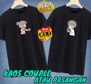 KAOS PASANGAN BAJU COUPLE KAOS PACARAN TSHIRT BERDUAAN KAOS PRIA DAN WANITA KAOS BUCIN KAOS PASANGAN TINJU DITENGAH
