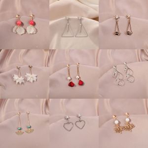 Earring Clips No Piercing Womens Forest System Super Fairy Ear Hanging round Face Slimming Ear Jewelry Vintage Hong Kong Style Temperament Clip-On Earrings