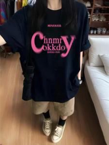 American High Street Trendy Brand Dark Blue Cotton T-Shirt Womens Summer New Heavy Design Sensation Niche Sleeveless INS