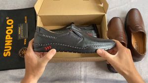 Giày mọi nam da bò SUNPOLO trẻ trung đi làm đi chơi CS5055