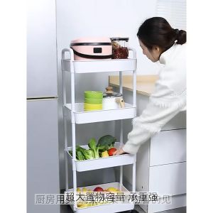 5 Tier Trolley Multifunction Storage Rack With Wheel Office Shelves Plastic Trolley Rack Home Kitchen Rack Storage Rack 多功能置物架/收納架