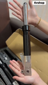 โช๊คหน้าแต่ง กระบอกโช๊คหน้าพร้อมขายึด GIORNO / LEAD / Dio Zx / Julio แกน27mm. ยาว370 mm. งานคาร์บอนแท้ หัวกลึง CNC