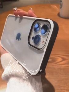 Premium Transparent Hard Case For iPhone 14 13 12 11 Pro Max 15 Plus Color Hard Casing Shockproof Cover Plating Button