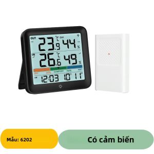 Trạm Thời Tiết Kỹ Thuật Số Máy Đo Độ Ẩm Nhiệt Độ Màn Hình LCD Hiển Thị Nhiệt Kế Trong Nhà Ngoài Trời Máy Đo Độ Ẩm Công Cụ Giám Sát Khí Hậu Tại Nhà