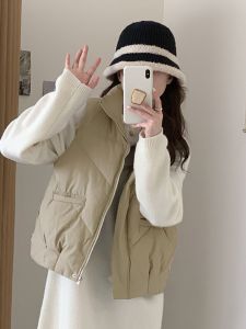 2024 Fall and Winter New Arrival Down Cotton Vest Womens Short Versatile Stand Collar Waistcoat Cotton Coat Vest Outwear