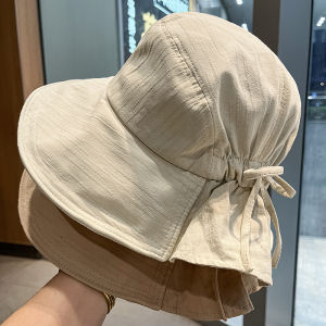 Summer Womens Sun Protection Fishing Cap Outdoors Wide Brim Bucket Hat Korean Style Butterfly Knot UV Protection Hat