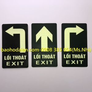 Tấm decal dán chỉ dẫn lối thoát hiểm exit dạ quang (28x16cm)