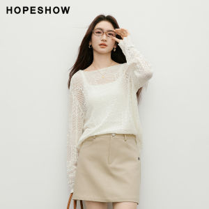 HOPESHOW | Sweet Loose Knit Top Round Neck Ruffle Edge